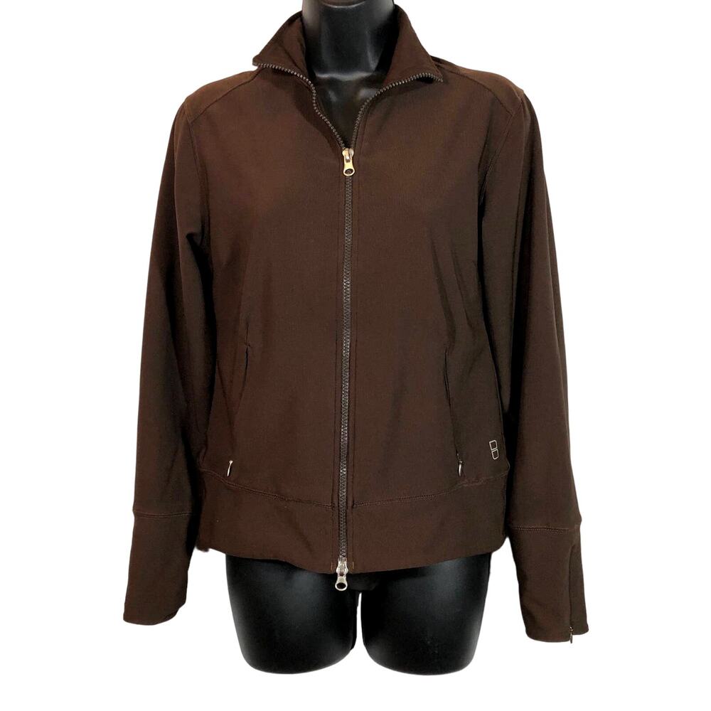Lucy Full Zip Brown Jacket Small Pockets Zipper Wrist Yoga Activewear Chocolate